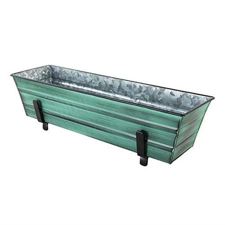 ACHLA DESIGNS Achla C08-K4 2 x 4 Railings Flower Box with Brackets; Green - Small C08-K4